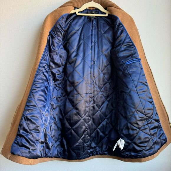 J. Crew Italian Wool Blend Brown Full Zip High Neck Pea Coat Jacket Size 2 - Picture 8 of 11